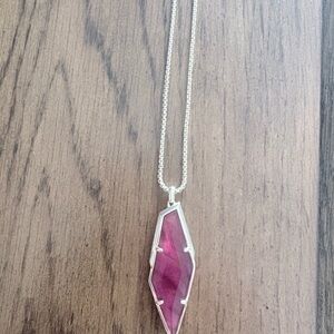 Kendra Scott Silver Adjustable Red Pendant Necklace